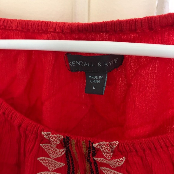Red off shoulder Kendall and Kylie Shirt - Picture 3 of 3